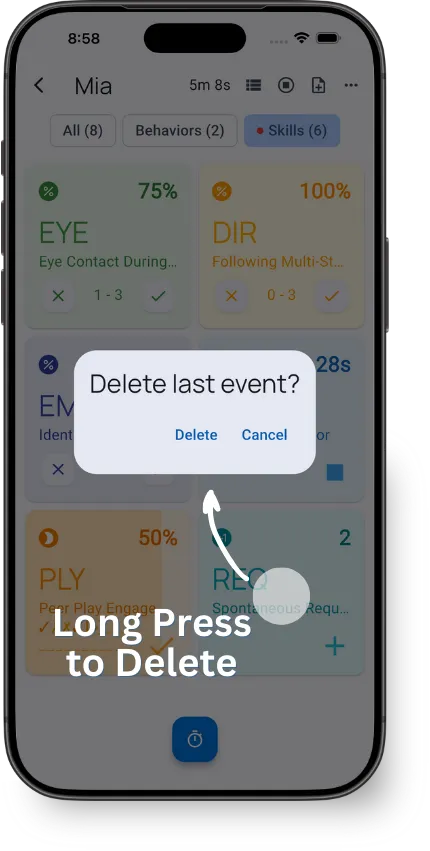 Delete last event confirmation dialog on mobile
