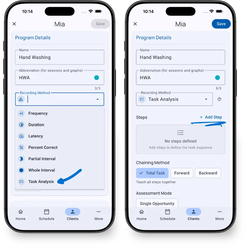 Select Task Analysis Recording Method