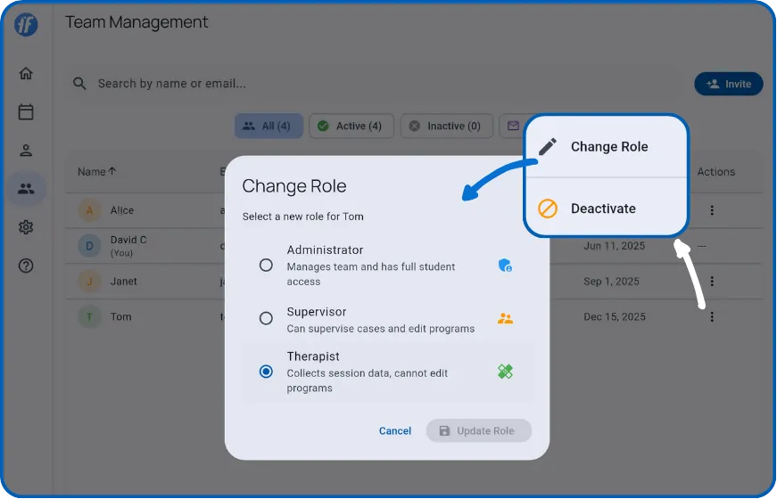 Team member role selection