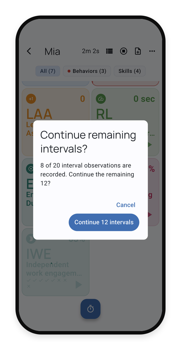 Continue the remaining intervals without losing completed observations